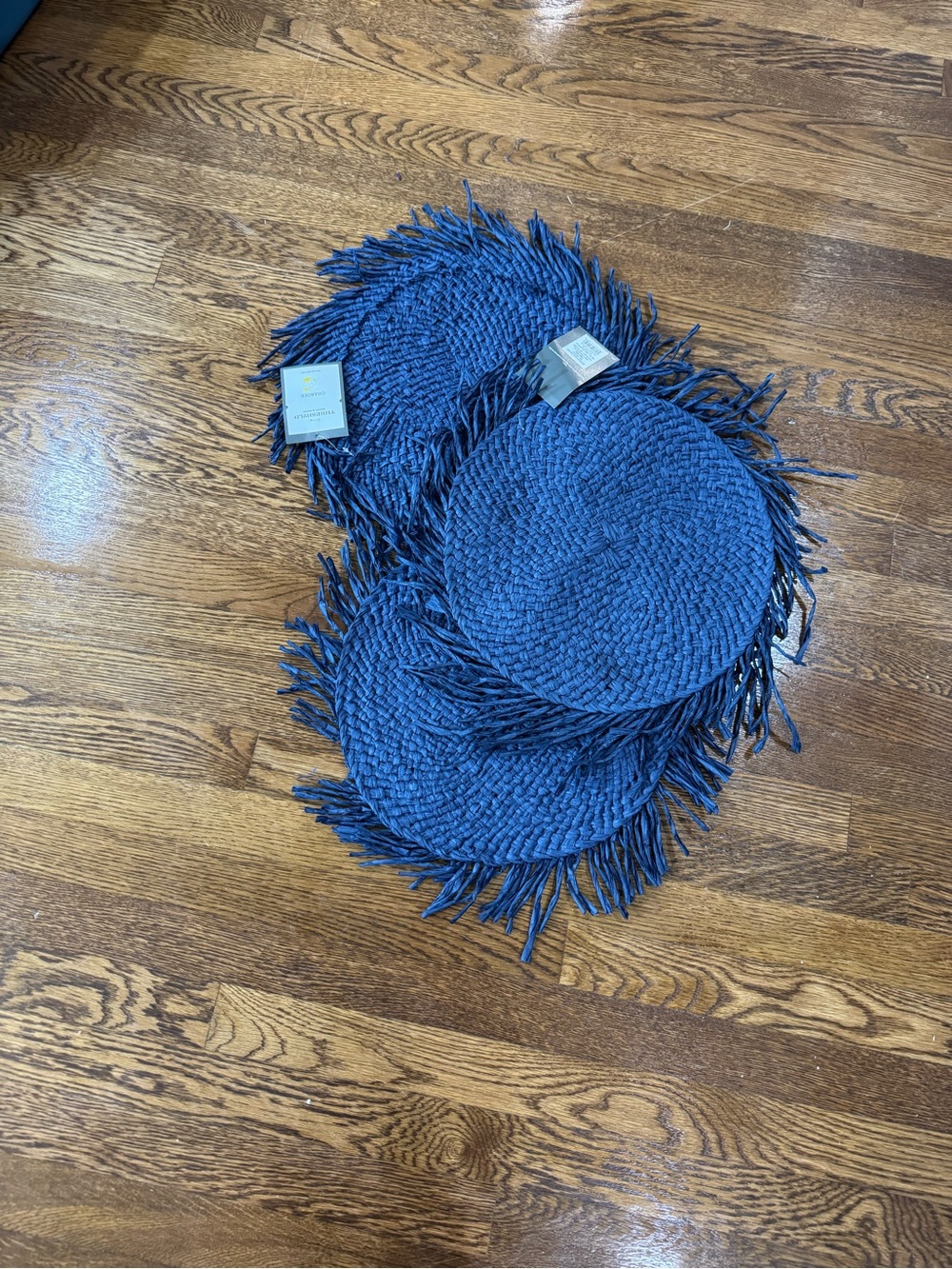Threshold Navy Braided Fringe Placemats - Set of 3